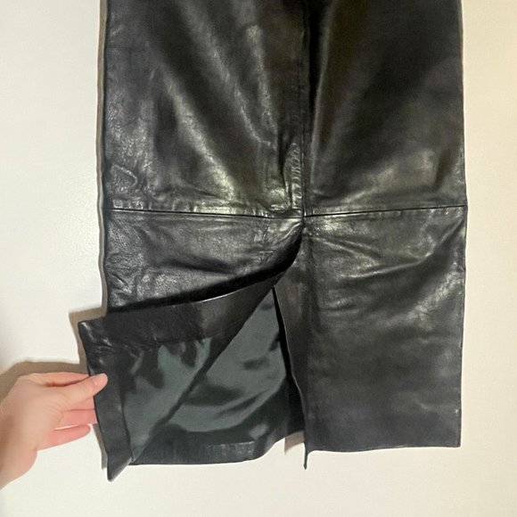 NWT | TOPSHOP | Midi Black Leather Skirt with Zipper Details | US 4 - Picture 7 of 13